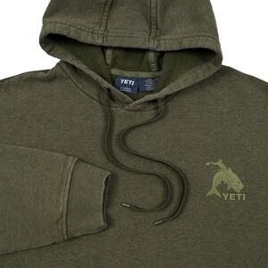YETI Hoodie Men's XL Green Pullover Sweatshirt Bucking Fish Logo Kangaroo Pocket